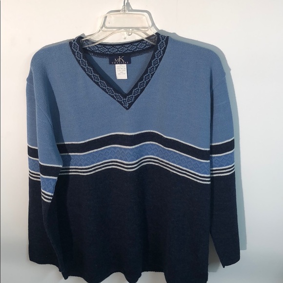 MK Sweater Blue stripe v neck Large - Picture 8 of 8